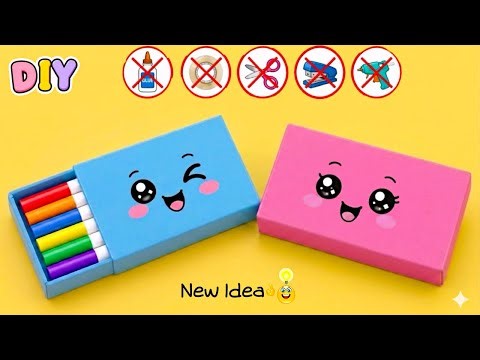 DIY Paper Box / paper pencil box / No glue paper craft / how to make gift box without glue / project