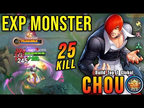 25 Kills!! Monster Chou Powerful EXP Laner!! - Build Top 1 Global Chou ~ MLBB
