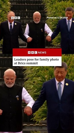 World leaders pose for family photo at Brics summit. #Brics #Delhi #BBCNews