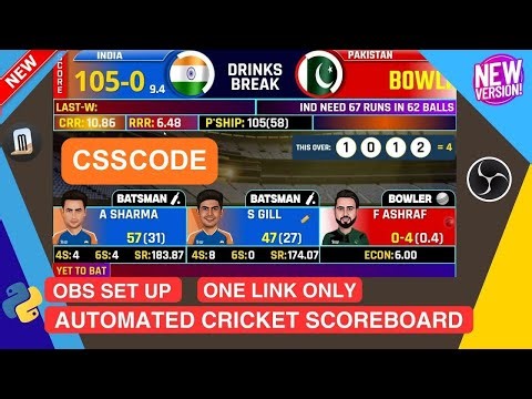 Live Cricket Score OBS Setup | HOW TO USE SCOREBOARD IN OBS | Free CSS Code + Setup Guide | #score