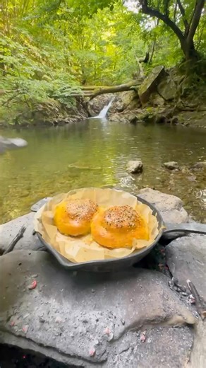 Handmade Burgers by the River 😍🔥 Everything Sliced with The Nikos Knife #outdoorcooking #asmrcooking #burger #hamburger #cooking #recipe | The Nikos Knife