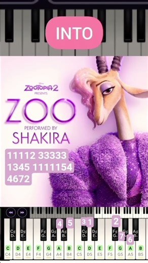 ZOO - Shakira (Piano Tutorial) | Zootopia 2 🎹 ​#piano #pianotutorial #Shakira​ #Zootopia2