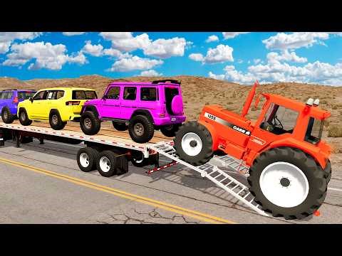 Flatbed Truck Mcqueen | Transportation with Truck - Pothole vs Car #273 - BeamNG.Drive