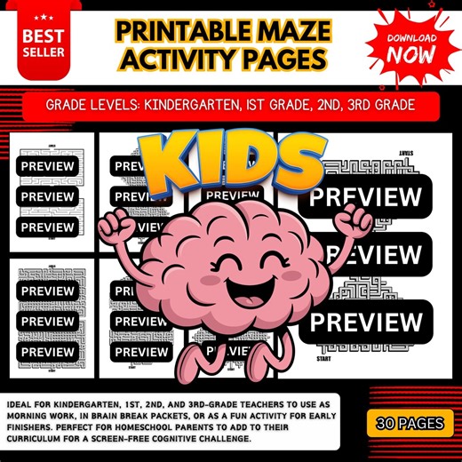 Racing Maze Mania - 30 Printable Maze Activity Pages for Kids | Racecar Brain Game Puzzles - Etsy