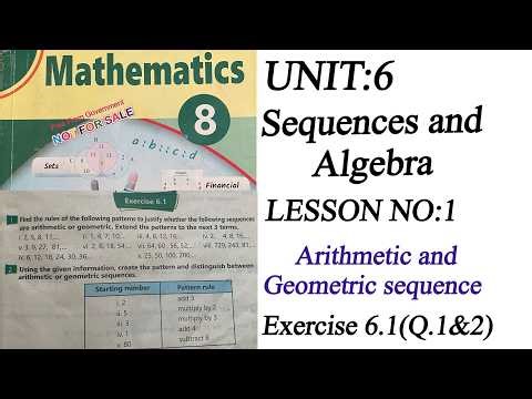 8th Class MATH | LESSON NO:1 | Number Sequences | EX.6.1 Q.1&2 | #sequencesandalgebra