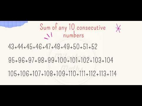 Sum of 10 Consecutive Numbers | Shortcut Trick | Milestone Maths