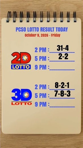 Lotto Results Today 5pm Draw October 9, 2026 PCSO Swertres Ez2 #lotto #lottoresulttoday