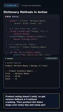 Python for Beginners - Part 50: Dictionary Methods (get) | Learn Python from Scratch #shorts