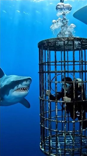 Great White Shark Attacks Diver Cage 😱🦈