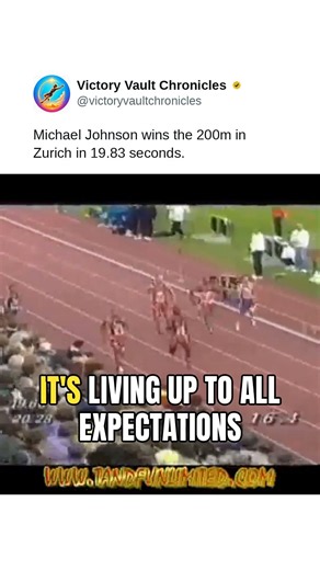 Michael Johnson wins the 200m in Zurich in 19.83 seconds.