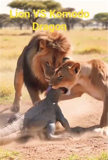Lion vs Komodo Dragon: A Clash of Titans. 4kWildlife rescue