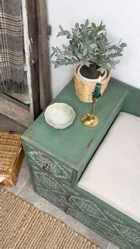 From Vintage Dressing Table to Stunning Bench! 💚✨ Decor Stencil Magic By Redesign