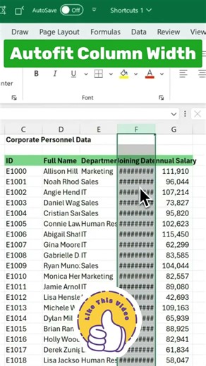 EXCEL Just Got Easier with This Auto Fit Column Width Shortcut! #excel #viralvideo #viral #excel