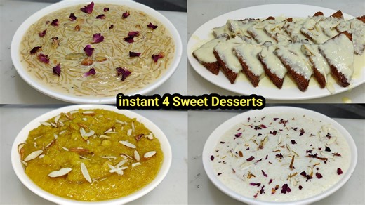 4 Types Desserts Recipe Rice Kheer aur Suji Ka halwa | Sumiya Payasam | Shahi Tukra | Cooking With Chef Ashok