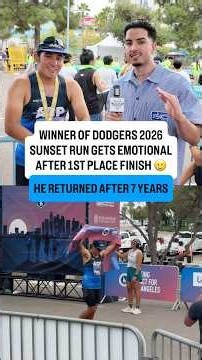 Winner of Dodgers Sunset Run gets emotional crossing finish line! 🥲👏