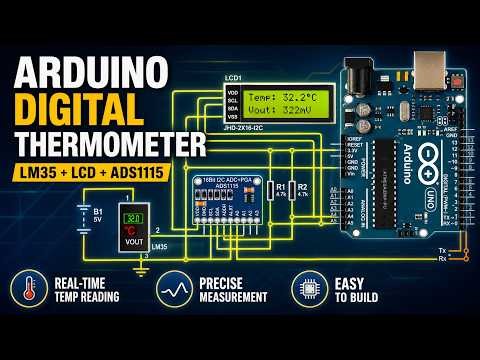 Arduino Precision Thermometer | ADS1115 + LM35 + I2C LCD Full Tutorial