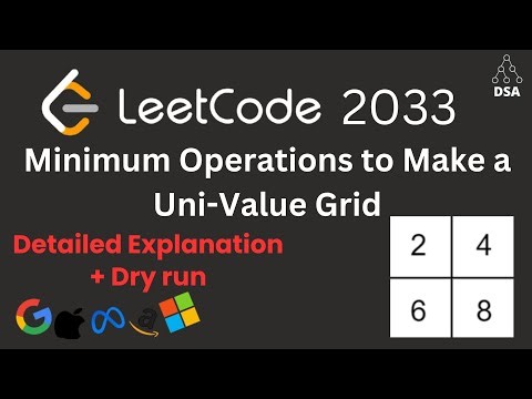 Minimum Operations to Make a Uni-Value Grid | LeetCode 2033 🔥 | Math + Greedy Explained