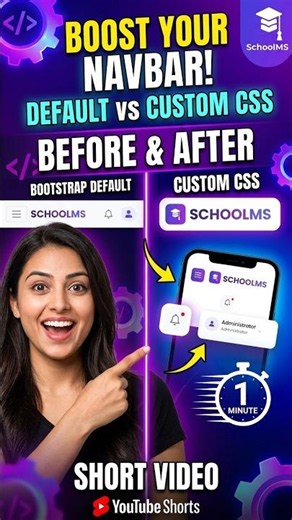 Bootstrap Default vs Custom CSS Navbar! 🔥 (Before & After) #Shorts