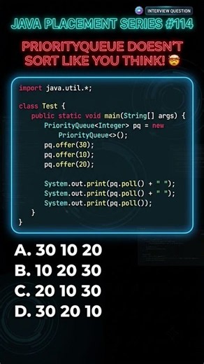 PriorityQueue Trap 🤯 What Does poll() Return? | Java Challenge #114 #java #coding #trending #viral