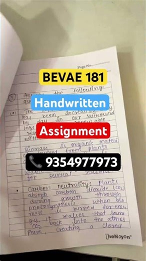 BEVAE 181 handwritten assignment 2025-26 #myignousolution #assignment