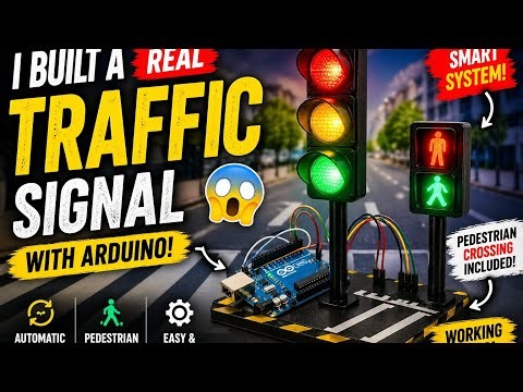 I Built a REAL Traffic Signal System with pedestrian signal using Arduino 🚦😱 | YASHASH BM