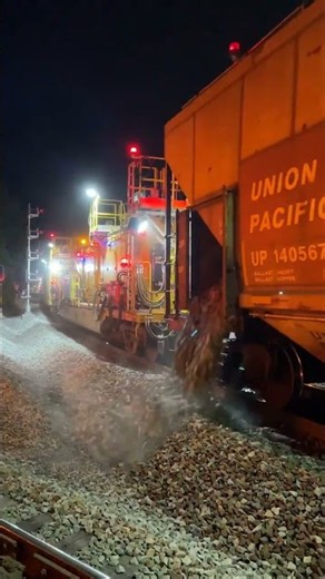 ROCK Rain! Ballast Train Dumps at Night! 🌙🚂 | Trains