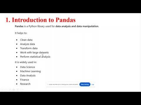 Part-1 Introduction to Pandas in Python For Data Science II Python Pandas Data Science Tutorial