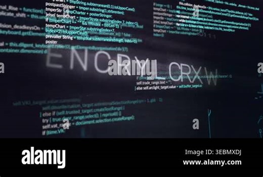 Interface loading starting ENCRN sliding into ENCRYPTION code animating illustrating encryption. Cybersecurity, digital, futuristic, technology, data, programming, interface Stock Video Footage - Alamy