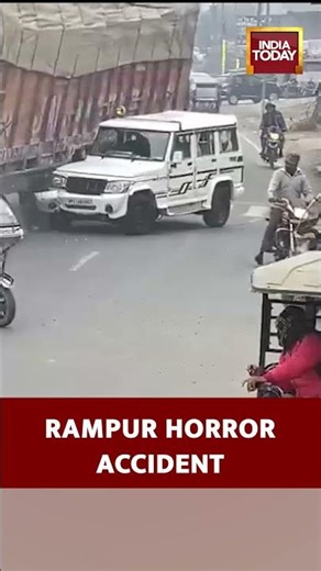 #rampur #horror #accident Shocking Crash Visuals: Truck Overturns on Divider, Bolero Crushed
