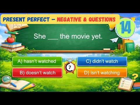Present Perfect – Negative & Questions | 20 Intermediate Tests with Answers | Learn English Grammar