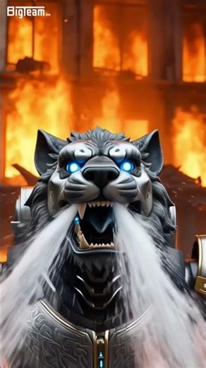 Mythical Guardian vs Fire! 🚒🔥 Robotic Haetae in Action! #shorts