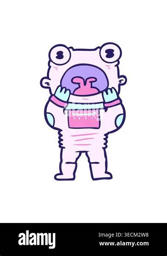 pixelize effect animation of cartoon alien gasping in surprise Stock Video Footage - Alamy