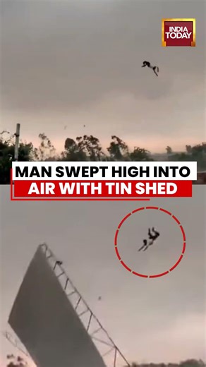 Bareilly Strom Viral Video: Video Shows Man Swept In to Air As Tin Shed Uprooted Due To Winds