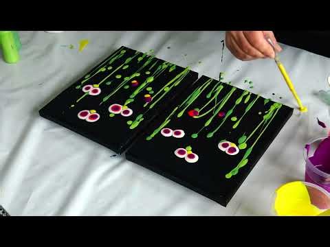 One Dip, Perfect Pair! Double Dip Acrylic Pour ~ Matching Diptych Magic