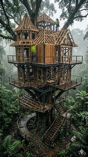 Abandoned Treehouse Restoration Into Luxury Jungle Mansion#renovation #satisfying #transformation