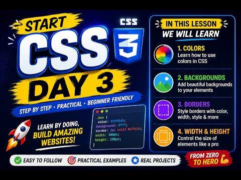 CSS Colors Backgrounds Borders Width & Height | Master HTML Input with few lines of CSS