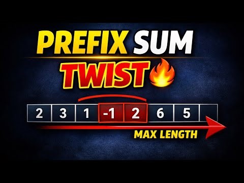 Maximum Length Subarray with Sum K | Prefix Sum Interview Trick