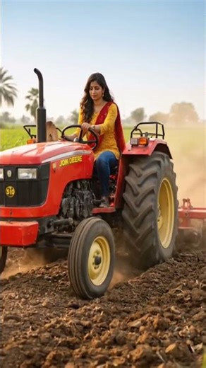 John deere with girl #ytshorts #youtubeshorts #tractor #viral #viralvideo #video #agriculture #yt
