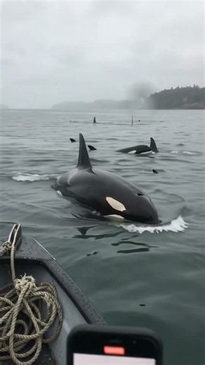 🐋🚤 WHY DID THIS ORCA SWIM DIRECTLY TOWARD THE BOAT? #shark #wildlife #oceanlife #calmwhale #whale