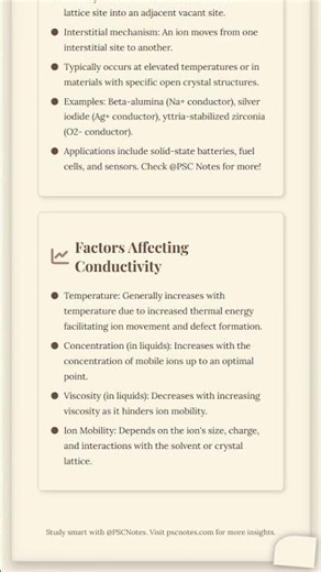 Ionic Conductivity: Mechanisms in solids and liquids