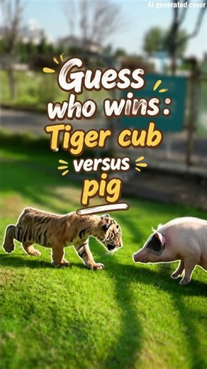 Guess who wins: Tiger cub versus pig
