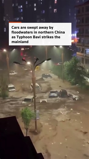 Floodwaters carry vehicles away in China