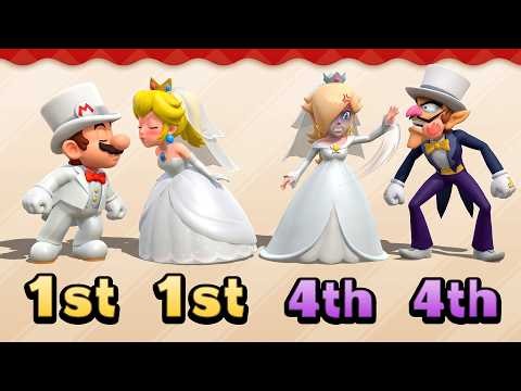 Mario Party: The Top 100 - Wedding Mario Vs Peach Vs Rosalina Vs Waluigi! Who Is The Best?