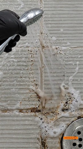 Your shower grout has THIS black mold 😳 One scrub = white again!