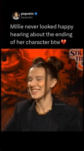 Millie bobby Brown never looked happy hearing about the ending of her character btw 💔