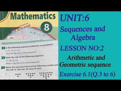 8th Class MATH | LESSON NO:2 | Number Sequences | EX.6.1 Q.3 to 6 | #sequencesandalgebra
