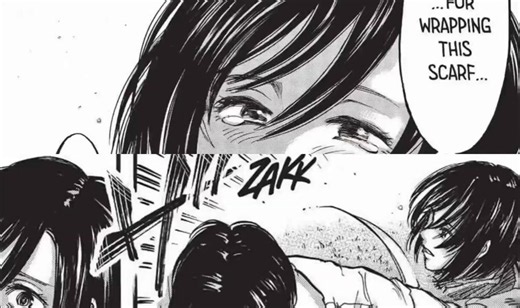 Mikasa did give up and accepted death. +9