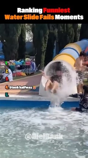 Ranking Funniest Water Slide Fails💦