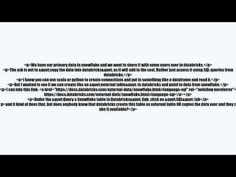 Query a Snowflake table in Databricks as SQL - as external table