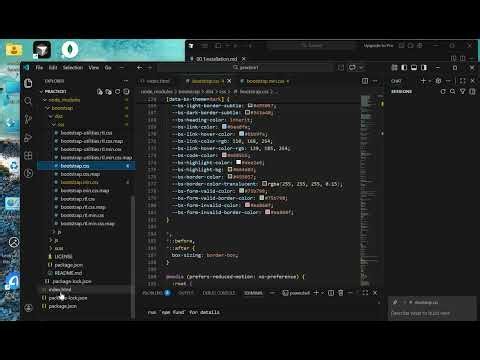 installation of bootstrap in vscode project. npm installation in web project. bootstrap install